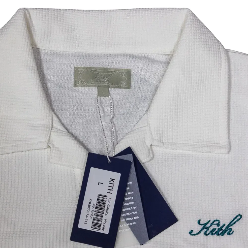 Kith Micro Waffle Drew Polo 'White' Size XL